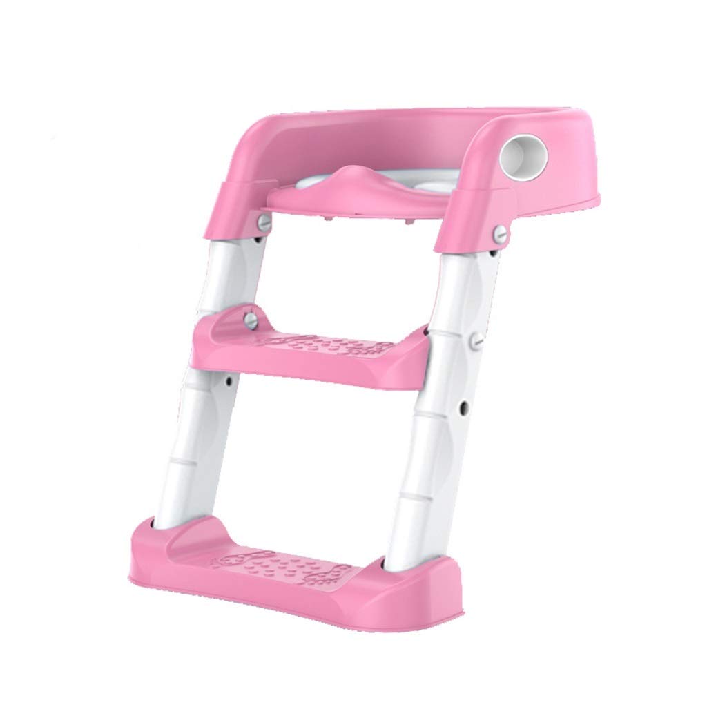 Aseo Escalera Asiento, Antideslizante Baño Asistente Orinal De Entrenamiento Portátil Plegable Ajustable Taburete para Niño Unisex (Color : Rosado)