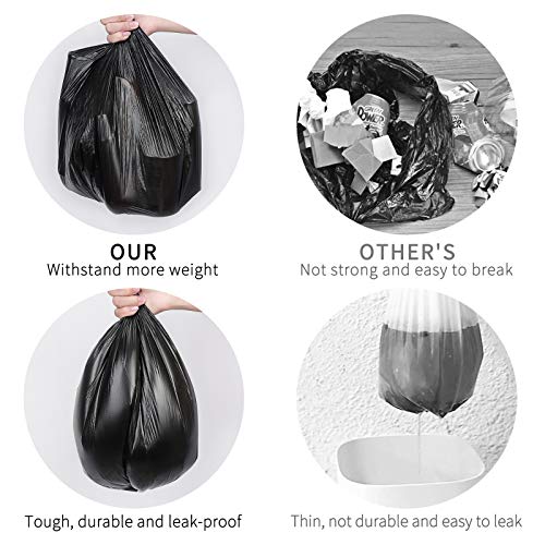 Image of Trash Bags, Garbage Bags, 100 Count 6 Gallon [Extra Thick][Leak Proof] Rubbish Bags Wastebasket Bin Liners for Home Office Trash Can Black