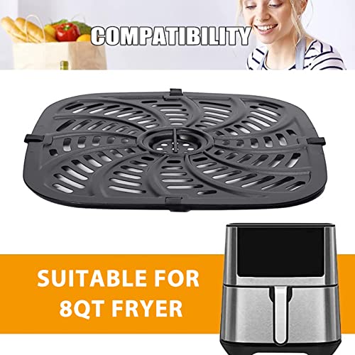 Jiawu Luftfritteuchter Ersatz-Grillpfanne, Luftbraten Grillplatte Crissper Plate Tably Rack Teel Zubehör für 8 Liter Air Fryer, Antiwatten
