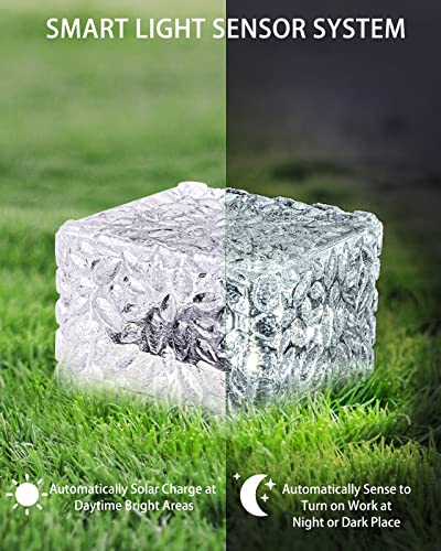 Solar Brick Lights Solar Pathway Light Outdoor Waterproof Paver Lights Landscape Light Ice Cube Light For Garden, Patio, Walkway, Driveway Decorations 2.8X2.8 Size (White 6Pack) #TOP3