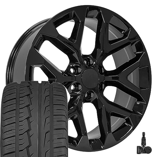 OE Wheels CV98B 22x9 Snowflake Wheels - Gloss Black 22