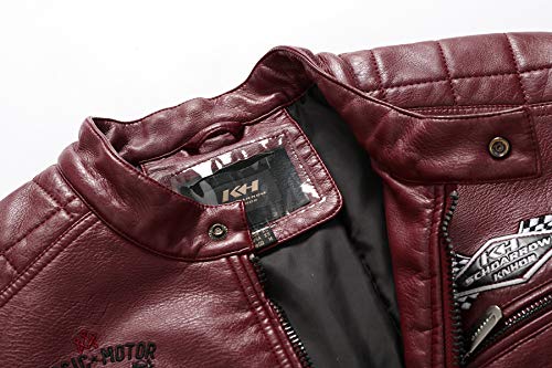 Image of Men's Casual Stand Collar PU Faux Leather Zip-Up Motorcycle Bomber Jacket