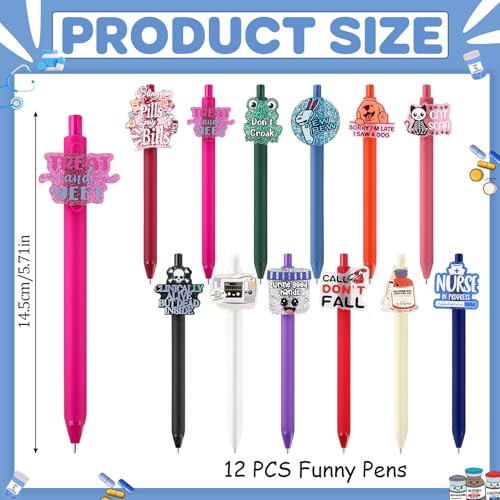 12 Pcs Funny Nurse Pens Bulk First Day of School Gifts Cute Nursing Appreciation Pens for Doctor Student Medical Assistant Teachers Supplies - Image 3