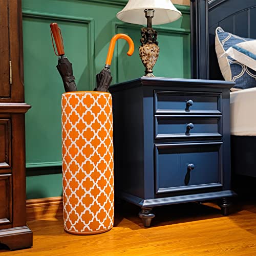 Hozuso Porcelain Ceramic Umbrella Stand Umbrella Holder Modern Style Floor Vase For Storing Canes Walking Sticks For Entryway Indoor Decor 24‘’High #TOP1