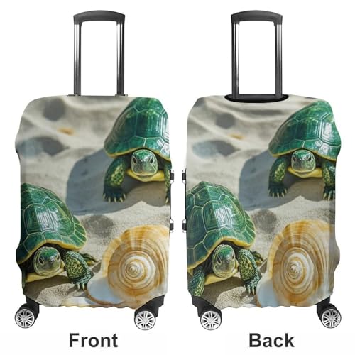 Two Turtles And Shells Luggage Cover, Elastic Luggage Protector Fits 19-32in Suitcases, Washable & Anti-Scratch Suitcase Cover for Men Women M3