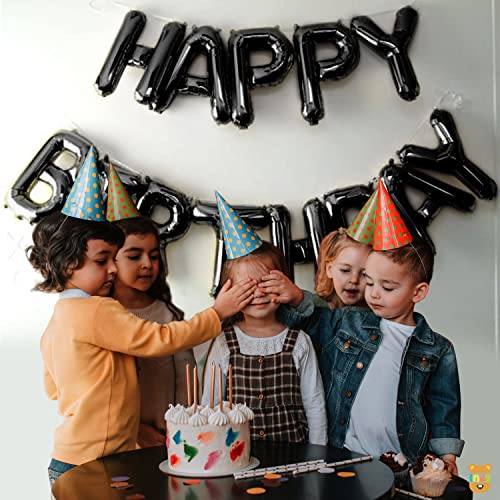 Image of ITAF Happy Birthday 13 Letters Metallic Black Foil Balloons Banner /Reusable Balloons For Birthday Decoration of Friends /Boys /Girls /Mother /Father /Husband /Wife