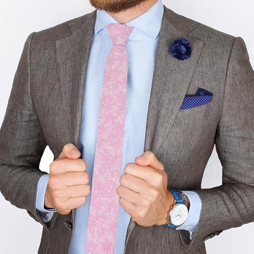 Image of Mantieqingway Floral Ties for Men Skinny Cotton Tie Flower Necktie