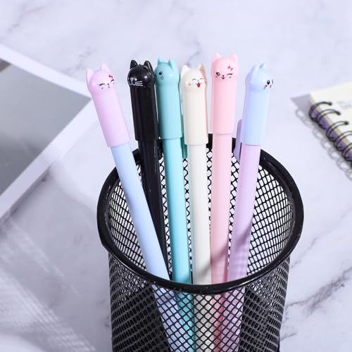 TIESOME 12 bolígrafos gel negro estilo gato miniatura 4