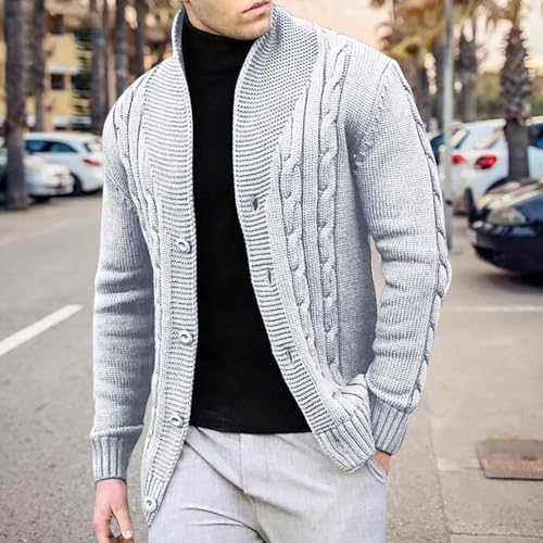 Cárdigan lana hombre sofisticado con elegante trenzado de cable 2