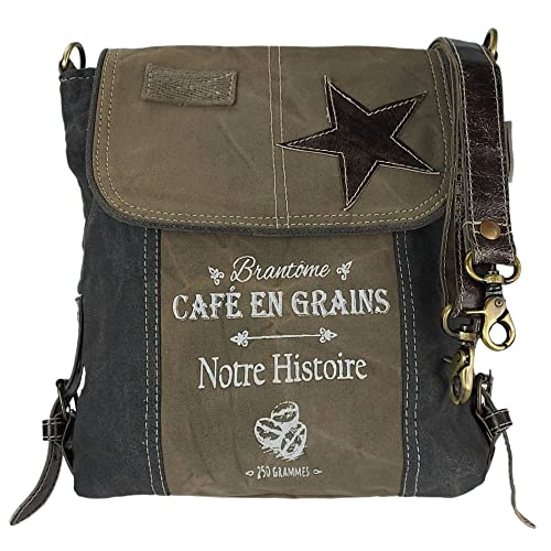 Sunsa Damen Umhängetaschen. Schultertasche aus Canvas & Leder. Vintage Crossbody Tasche. Nachhaltig Retro Handtasche als Geschenkideen für Frauen. Umhängetasche für Sie/Ihn