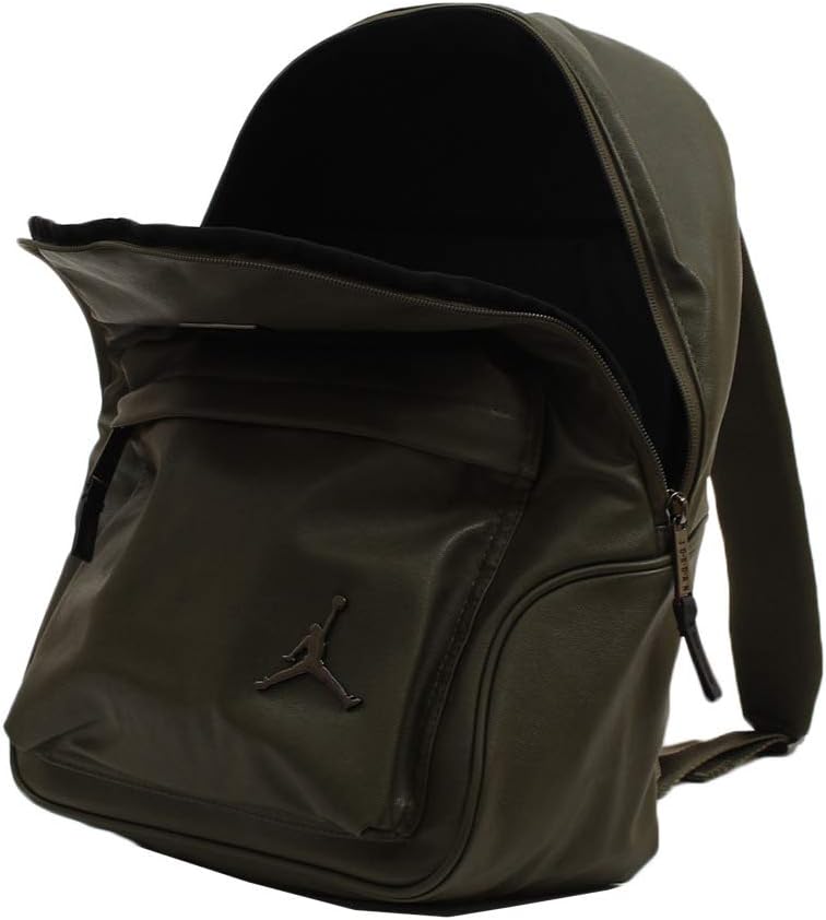 Jordan Nike AIR Jumpman Basketball Olive Green Canvas Large Regal Premium Sports/Travel Backpack/Bag, 16.5"x13"x4"