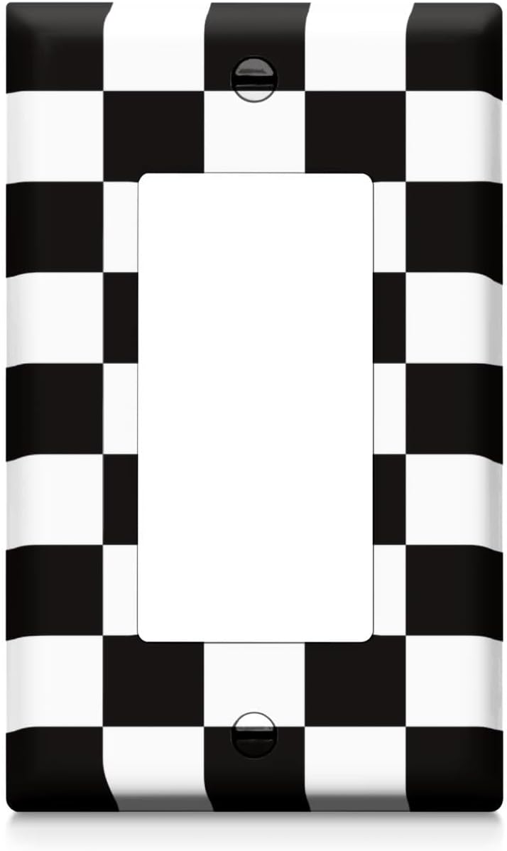 Checkered Light Switch Cover Plate Single Toggle Switch Cover Outlet Covers Wall Plate 1 Gang Light Switch 2.9 × 4.7 Inch