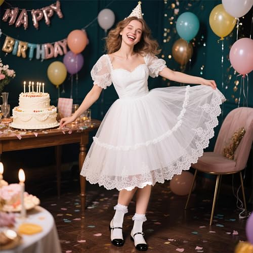 Women Lace Socks Ruffle Frilly Socks Double Lace Turn Cuff Comfortable Cotton Princess Sock for Ladies Halloween2