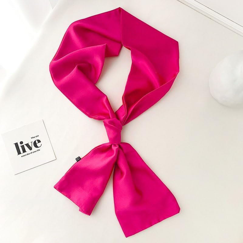 Long Satin Scarf Solid Color Neckties Neck Scarf Belt for Women - Image 3