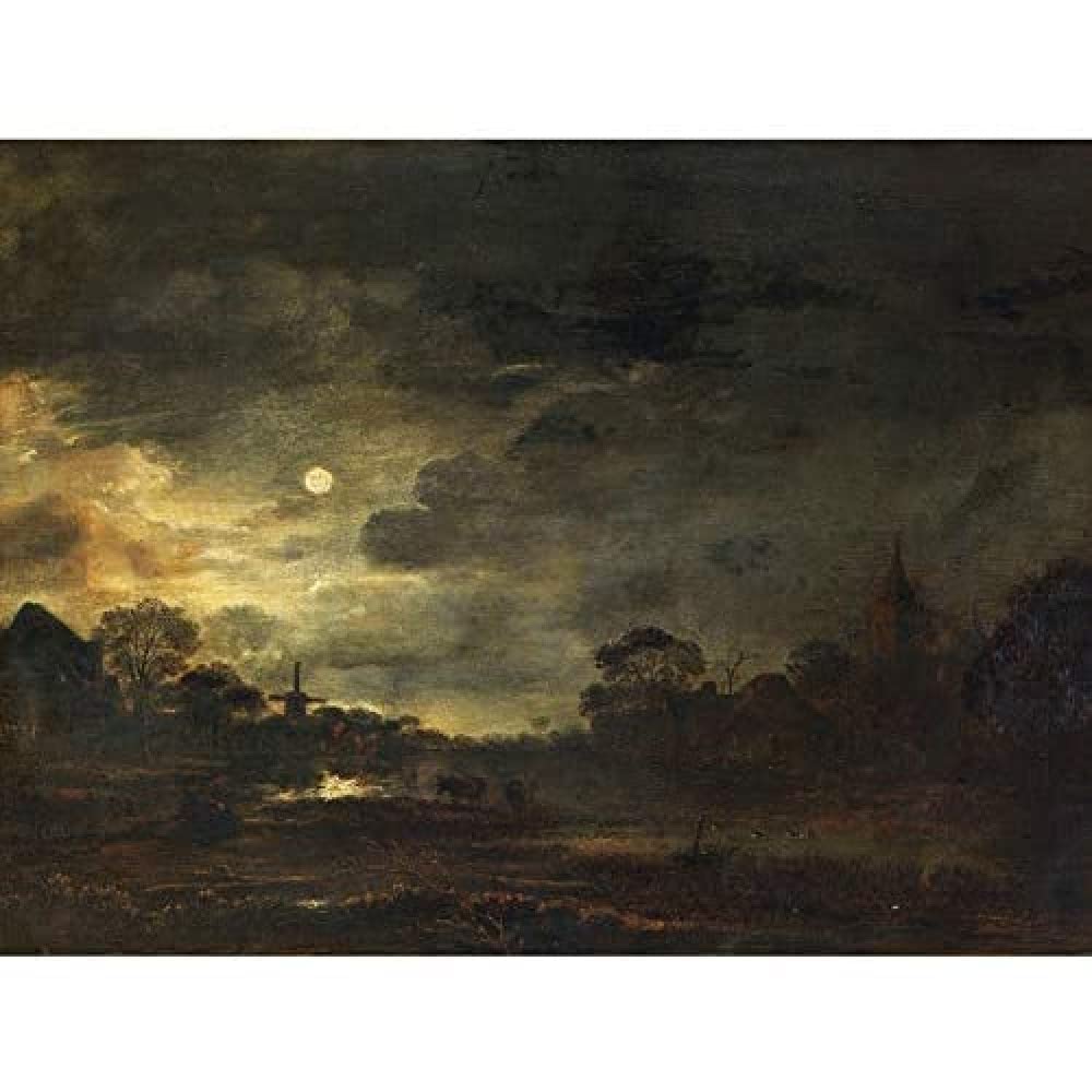 Artery8 Aert Van Der Neer Landscape By Moonlight Painting Unframed Wall Art Print Poster Home Decor Premium