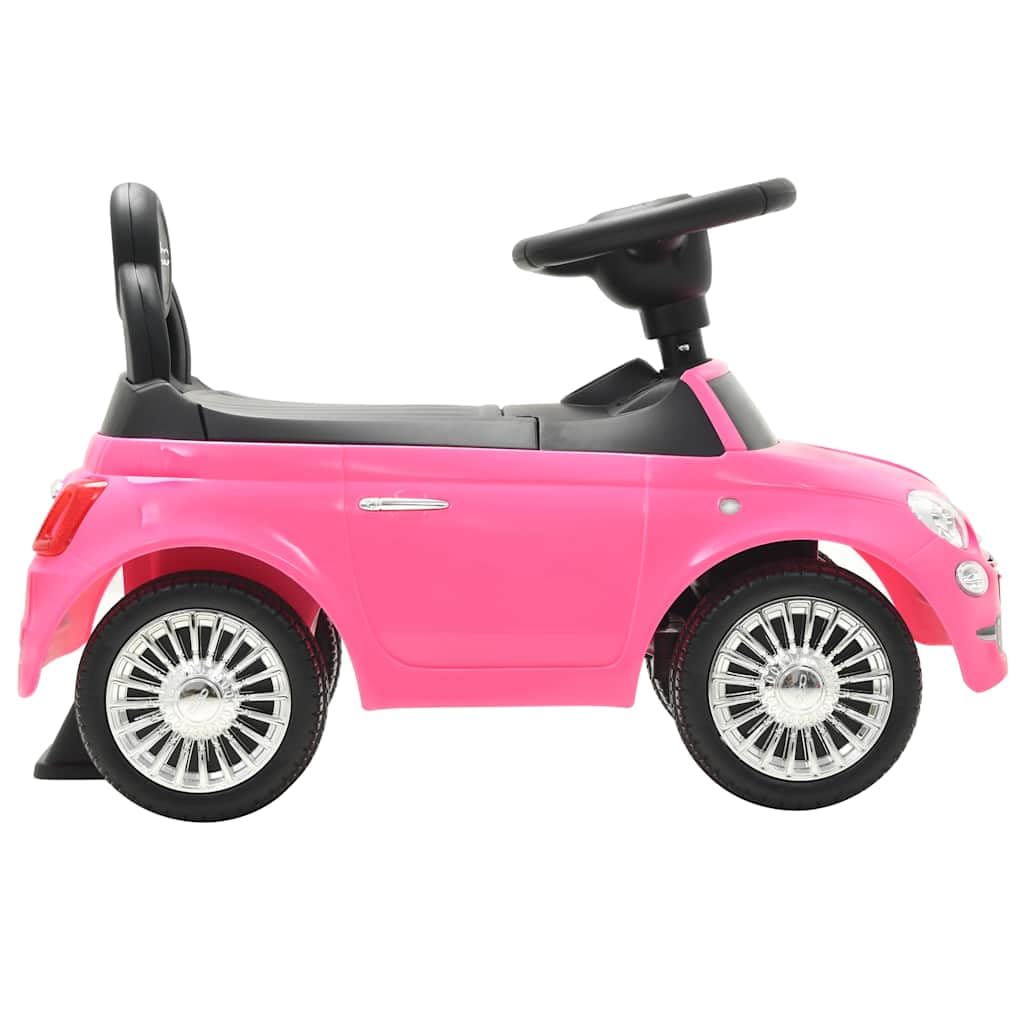 Kinder-Aufsitzauto Fiat 500 Rosa Kinderfahrzeug Lauflernwagen Tretfahrzeug für Kleinkinder mit Stauraum, ergonomischem Design, für Mädchen und Jungen geeignet, ideal für Indoor und Outdoor