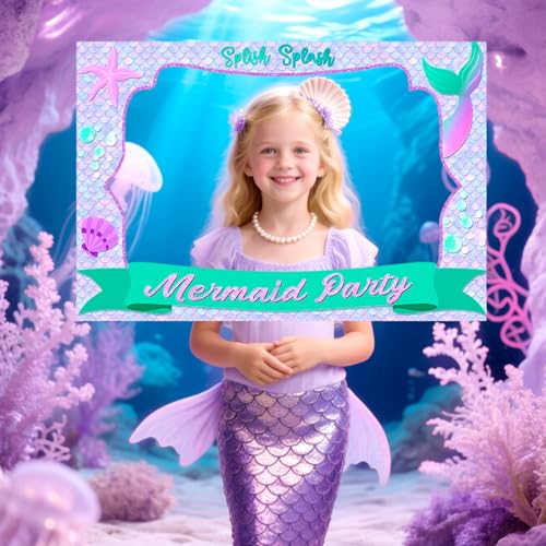 LaVenty Meerjungfrau Party Dekorationen Meerjungfrau Thema Photo Booth Requisiten Rahmen Strand Photo Booth Requisiten für unter dem Meer Geburtstagsparty