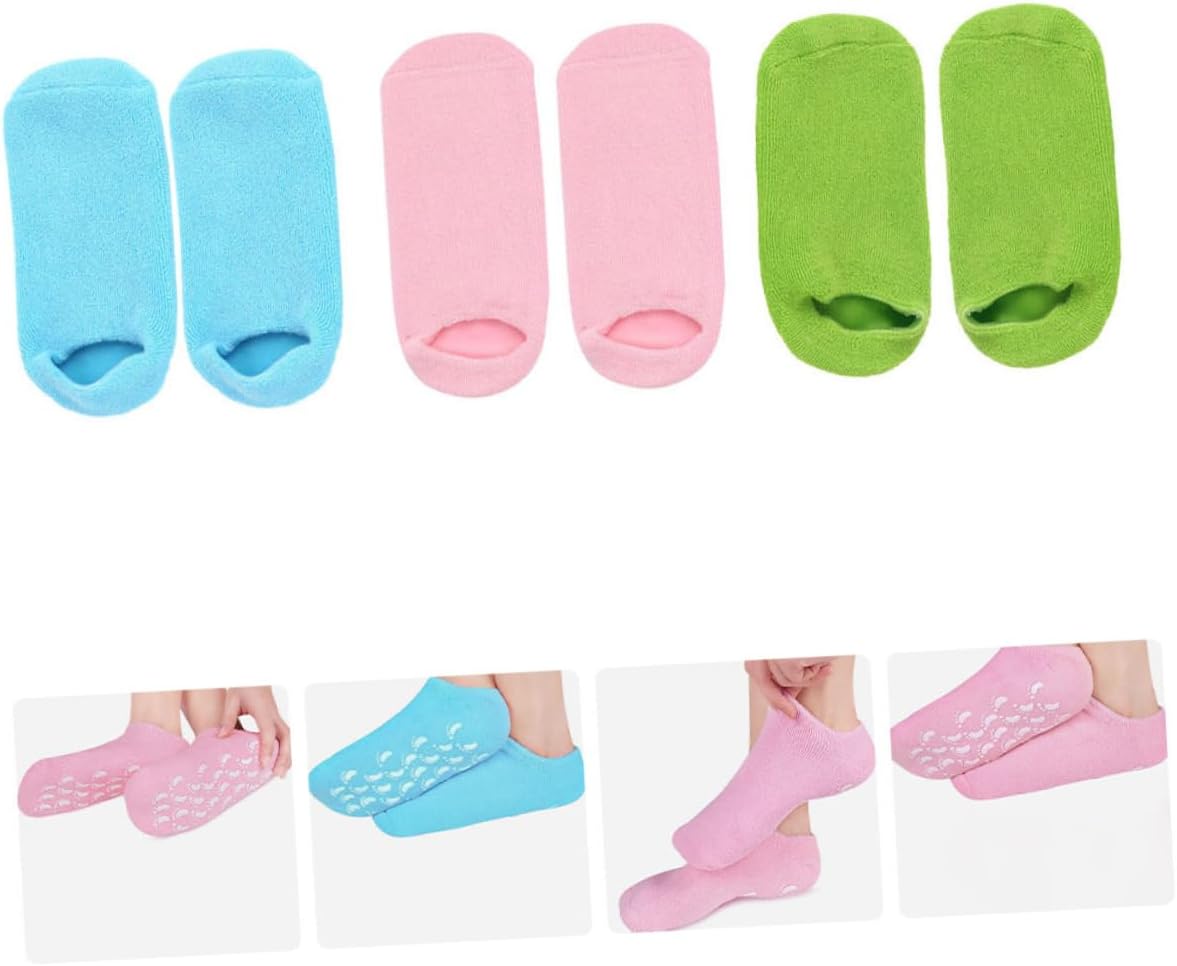 FRCOLOR 2sets Moisturizing Foot Socks for Dry Cracked Feet Spa Gel Socks Salon Supply for Care Friendly Durable Design 3pairs*2
