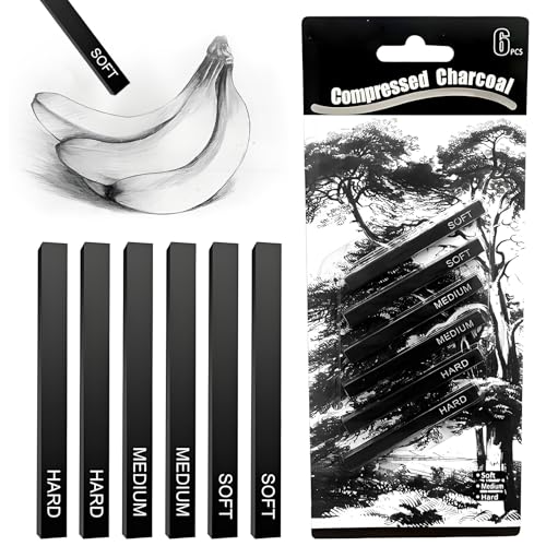 Suupii 6Pcs Willow Charcoal Sticks for Art Charcoal Pencils for Artists