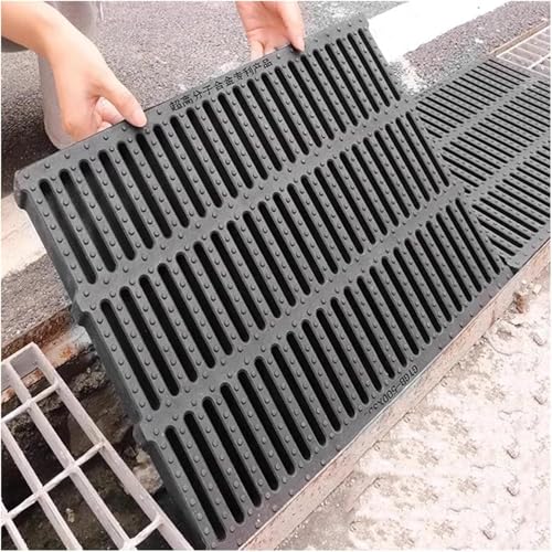 Polymer Plastic Grate Covers Board with Non Slip Surface & Hole, Drain Sewer Covers for Driveway Patio Pool Deck