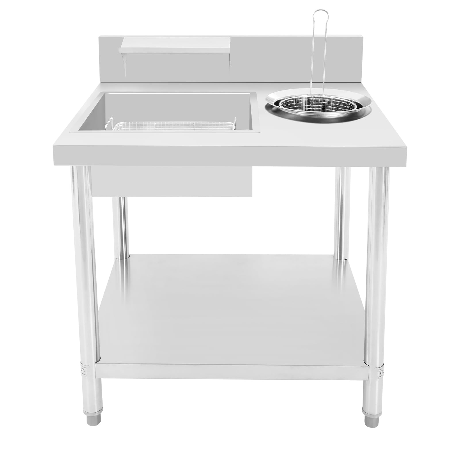Table à paner, 80 x 70 x 93 cm, table de préparation de poulet frit, plan de travail commercial pour paner le poulet frit pour restaurants de poulet rôti