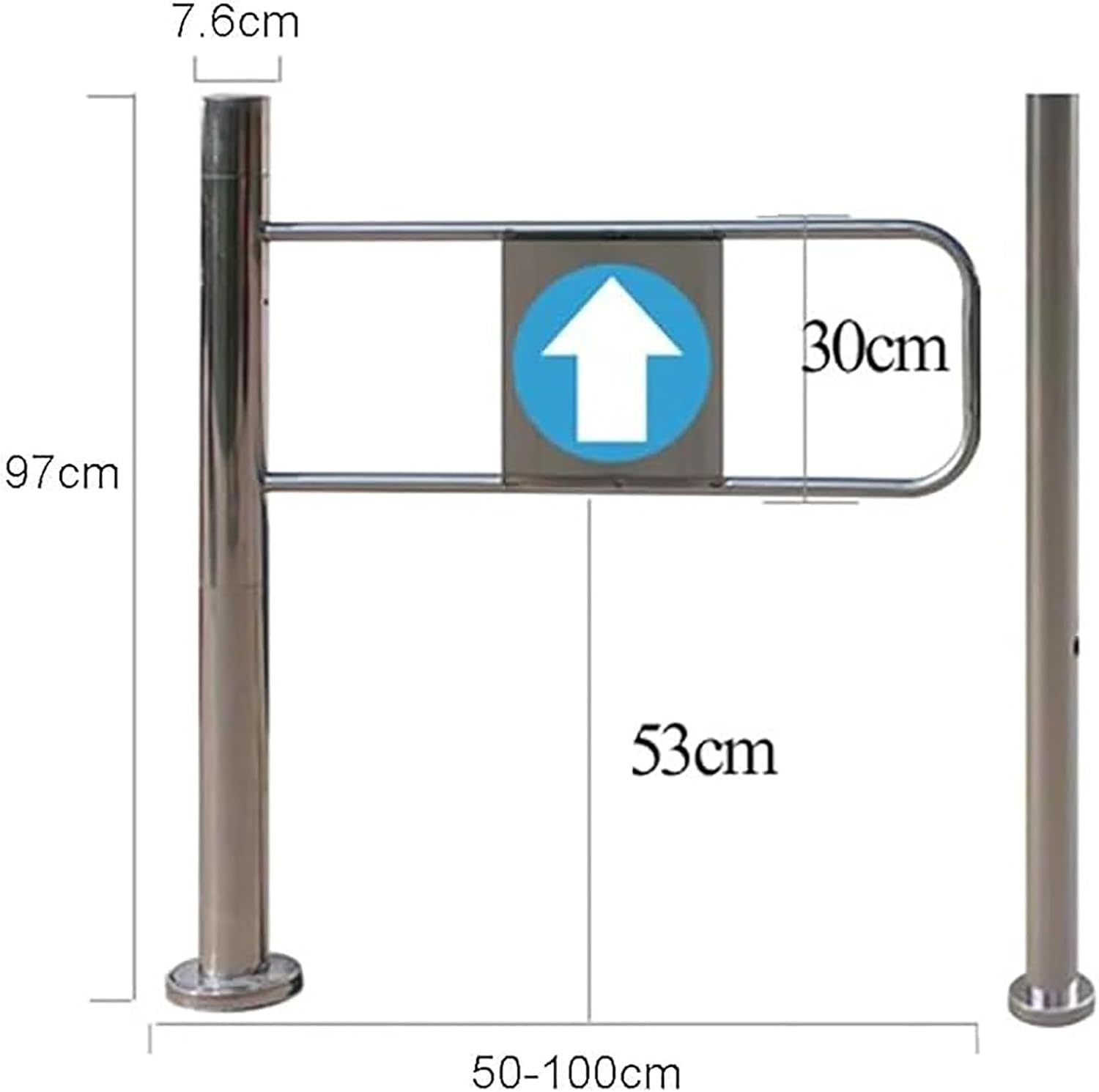 One-Way Safety Swing Gate - Spring-Loaded Metal Barricade with Post Mount for Supermarkets, Libraries, and Scenic Stores - Durable, Easy to Install, Child & Pet Safety Solution