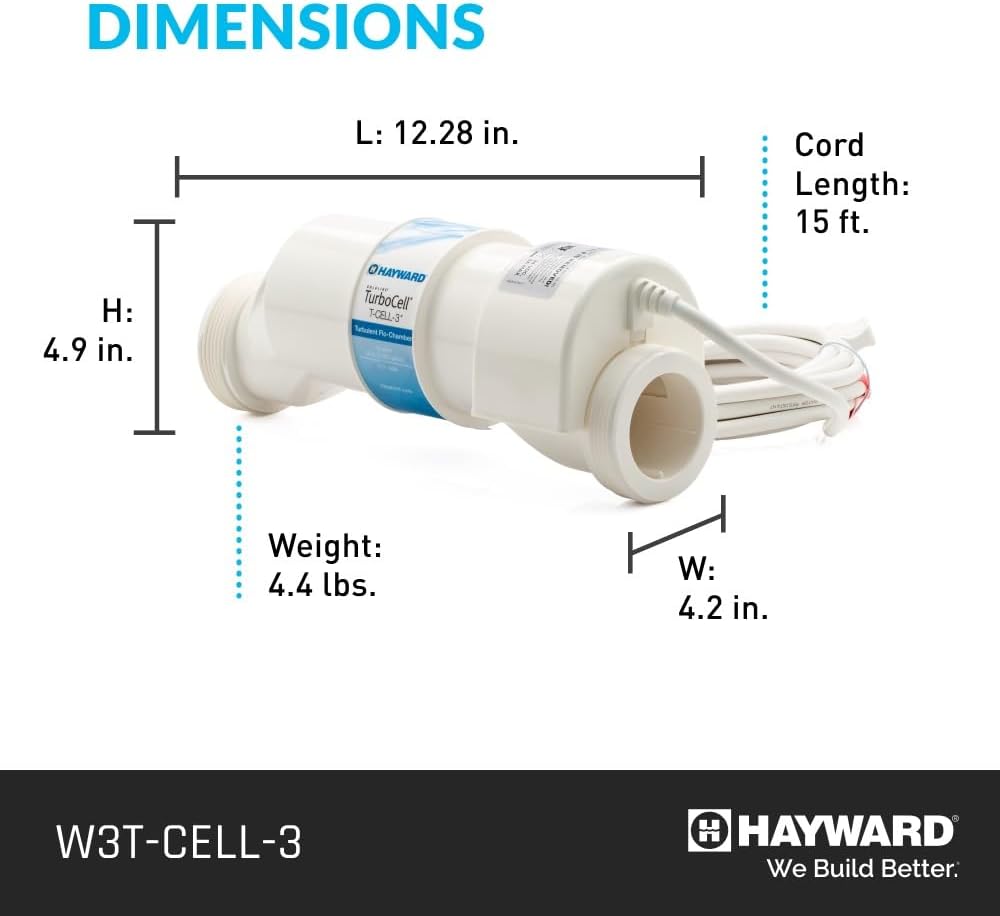 Hayward W3T-Cell-3 TurboCell Salt Cell for Pool Chlorination, In-Ground Swimming Pools up to 15,000 Gallons
