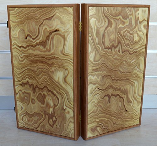 Manopoulos Olive Wood Traditional Backgammon Set - Olive Wood Chips #TOP1