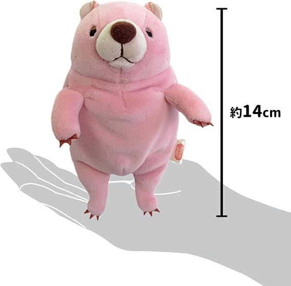 Shinada Global Mochi Series MOKU-0088P Mochi Bear Plushie, Stuffed Animal, 2.8 x 2 x 5.5 inches 7 x 5 x 14 cm, Mini, Pink
