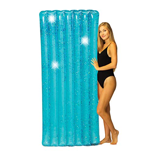 Poolcandy Inflatable Deluxe Pool Raft, Blue Glitter