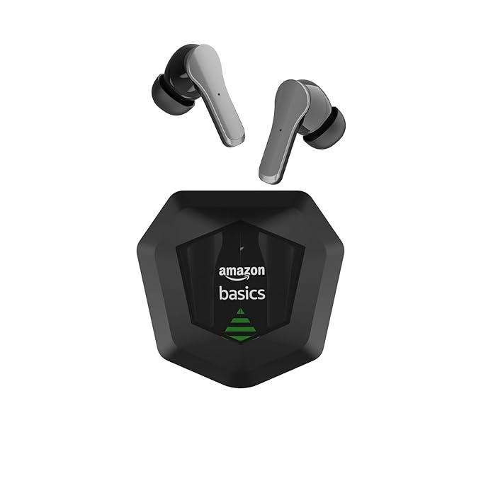 Amazon Basics True Wireless in-Ear Earbuds with Mic, up to 50 ms Low-Latency Gaming Mode, Touch Control, IPX5, Bluetooth 5.3, up to 50 Hours of Play Time, Voice Assistance and Fast Charging (Black) at Rs. 842