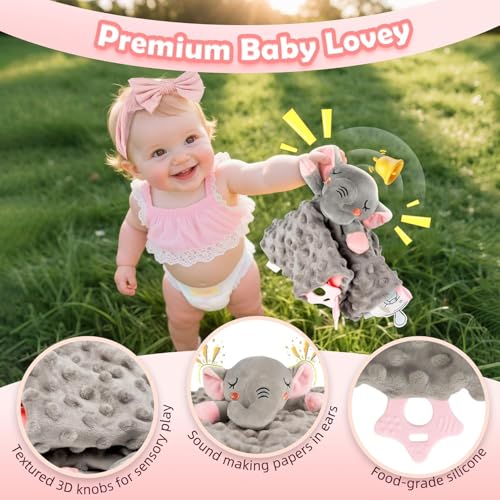 Image of Newborn Baby Girl Gift, 9 Pcs Baby Gifts for Girls Newborn Essentials, New Baby Girl Gift Basket Baby Shower Gender Reveal Gifts, New Mom Gift Swaddle Blanket Bunny Rattle Gift Set