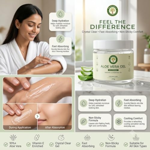 Image of PURE Aloe Vera Gel with Vitamin E for Face, Body, Hair & Skin, 450g