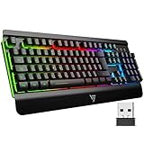 【Super Endurance & Typ C-Schnellladung】 ★ Lieferung mit Typ C-Ladekabel ★ Eingebauter 3000-mAh-Akku, damit die drahtlose Tastatur fast 50 Stunden hält und in nur 2 Stunden vollständig aufgeladen ist. Diese Tastatur wechselt 8 Minuten lang ohne Bedienung in den Ruhezustand, um Strom zu sparen. Klicken Sie auf eine beliebige Taste, um die Tastatur zu aktivieren.