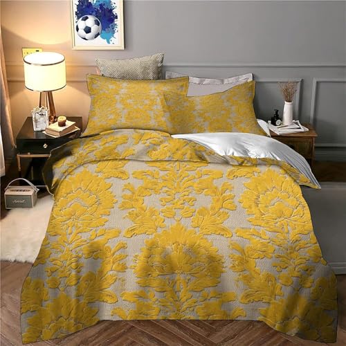 Parure de Lit Microfibre Ultra Douce avec Impression Florale 3D