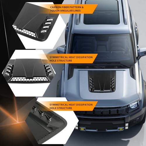 Image of Universal Hood Air Vent,Car Hood Vents,Hood Vents for Trucks, Universal Hood Scoop for Cars,Suit for Colorado, Dodge Ram 1500 2500 3500,GMC Sierra(Carbon Fiber Pattern)