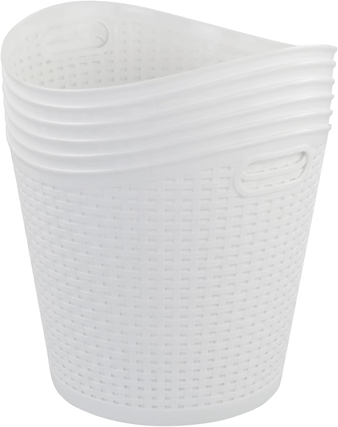 Round Plastic Laundry Baskets, White Clothes Hamper, Pack of 6
