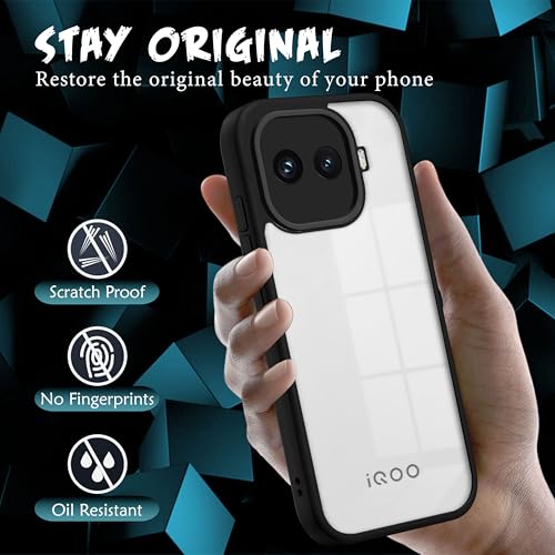Image of V-TAN Back Cover for IQOO 15R 5G | TPU | Transparent Crystal Clear Case Compatible with IQOO 15R | Slim Fit, Camera Protective Shockproof Mobile Cover Design (Black)