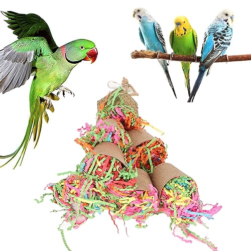 Brinquedos de papagaio para tecer e morder palmeiras - brinquedos de escovação de seda de papel de p