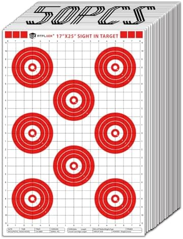 Atflbox Sight in Shooting Range Paper Target, 17X25 Inch Paper Red Bullseye Shooting Targets Suitable for Handgun, Rifle, Pellet Gun, Airgun, BB Guns, Airsoft