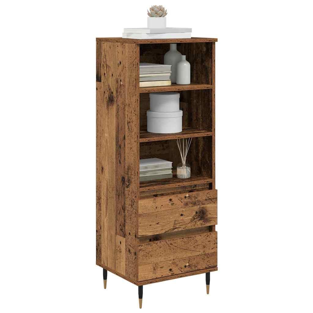 Buffet haut avec tiroirs en bois 40 x 36 x 110 cm, buffet moderne avec espace de rangement, étagère et étagère pour salon, salle à manger, couloir, solution de rangement élégante avec pieds