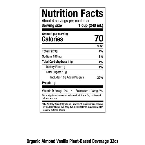 Pacific Foods Organic Almond Vanilla Plant-Based Beverage, 32Oz #TOP3