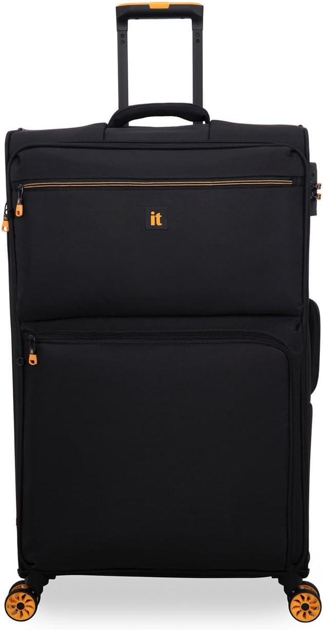it luggage Compartment, Unisex Polyester Material Soft Case, 8x360 degree Spinner Wheels, Expandable Trolley Bag, Telescopic Handle, TSA Lock, 12-3149-08, Lightweight, Black, Large, Polyester Softside