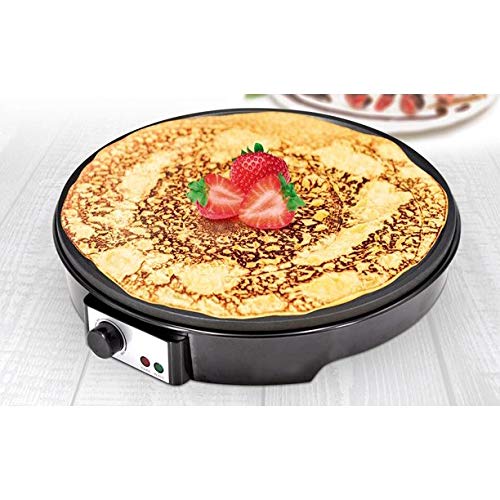 12” Electric Crepe & Pancake Maker Machine Hot Plate Griddle – Nonstick - Delicious Breakfast Omelettes - Batter Spreader & Spatula - Tabletop Kitchen Desserts - 1000W