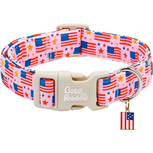 Collier pour chien rose imprimé drapeau américain réglable pour animal - 2