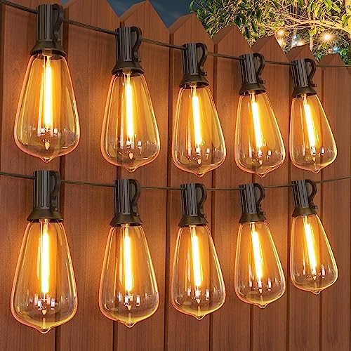 Image of GPATIO 200FT(100FT*2Pack) Outdoor String Lights, Waterproof Patio Lights with 104 Dimmable Hanging Lights Globe ST38 Bulbs, 2700k Shatterproof for Backyard Gazebo Porch Garden Outside Decor