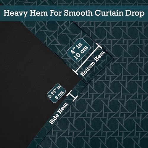 Image of Story@Home 100% True Blackout Semi Long Door Curtains 8 Feet Set of 1 | Geometric Design | Room Darkening Curtain | Thermal Insulated Curtains for Living Room | (116 X 242 Cm, Dark Cyan)
