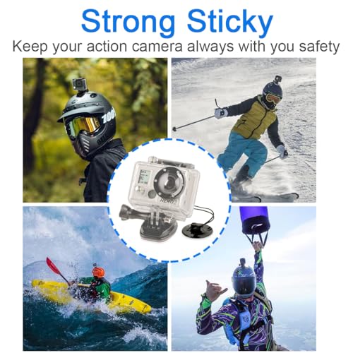 DEKEENSTAR Action Camera Safety Tether Strong Adhesive Stickers Strap Cord Compatible with GoPro Hero 12, 11, 10, Insta360 X4 X3, DJI OSMO, SJCAM, AKASO Action Camera Helmet Mounts