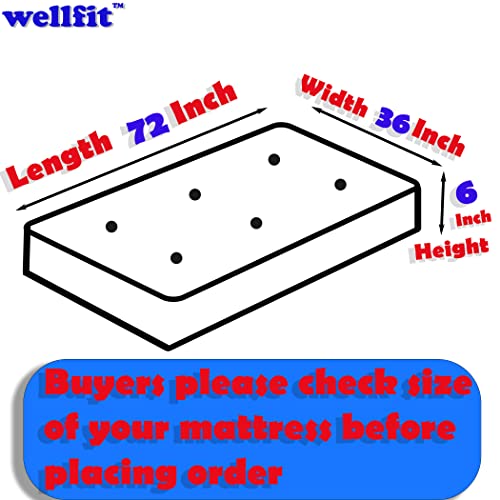 Image of WELLFIT Premium Glace Cotton 300 TC Mattress Cover /Protector for Single Size Bed with Zip /Chain /3x6 ft / 36x72x6 inch