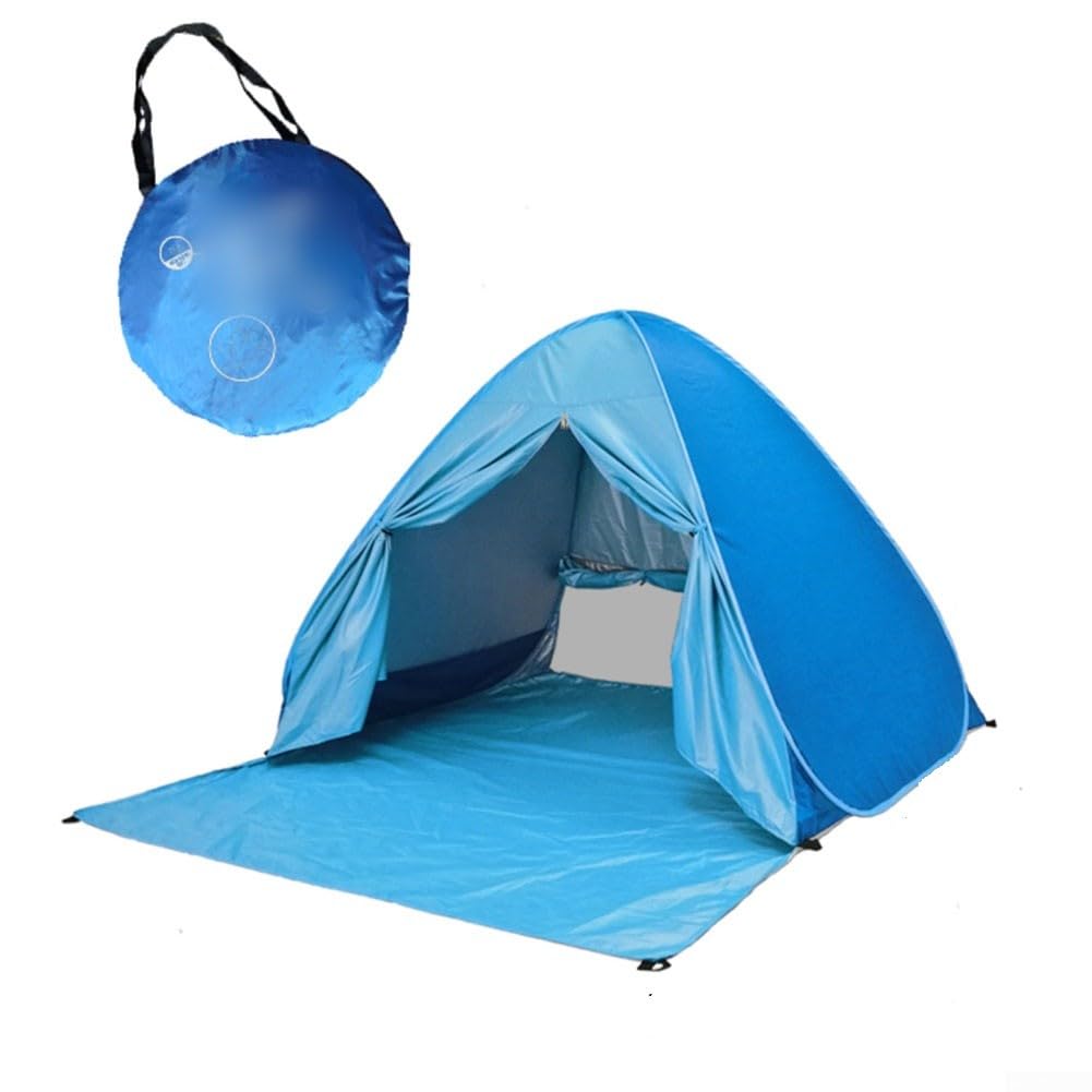 Automatic Pop Up Beach Tent for 2 Adults or 3 Kids, Fast Setup Sun Protection Shelter with Mesh Window, Lightweight Foldable Outdoor Canopy with Carry Bag and Pegs(blue)